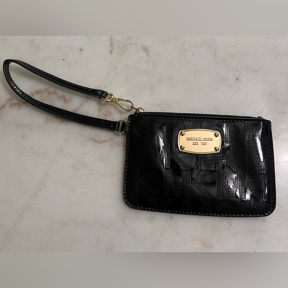 michael kors small wristlet wallet black PVC Designer EUC - Picture 1 of 7